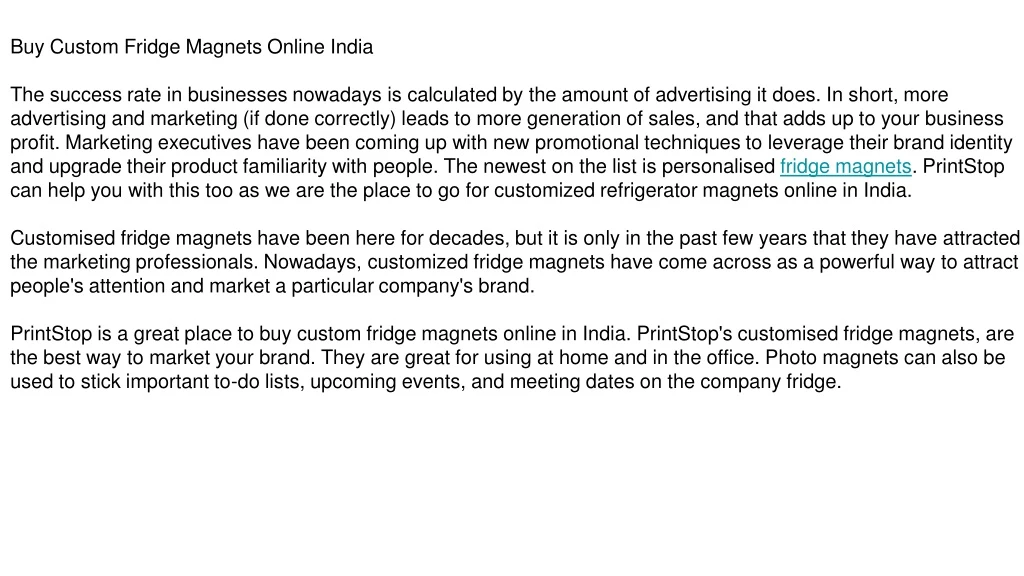 Buy Custom Fridge Magnets Online India N 