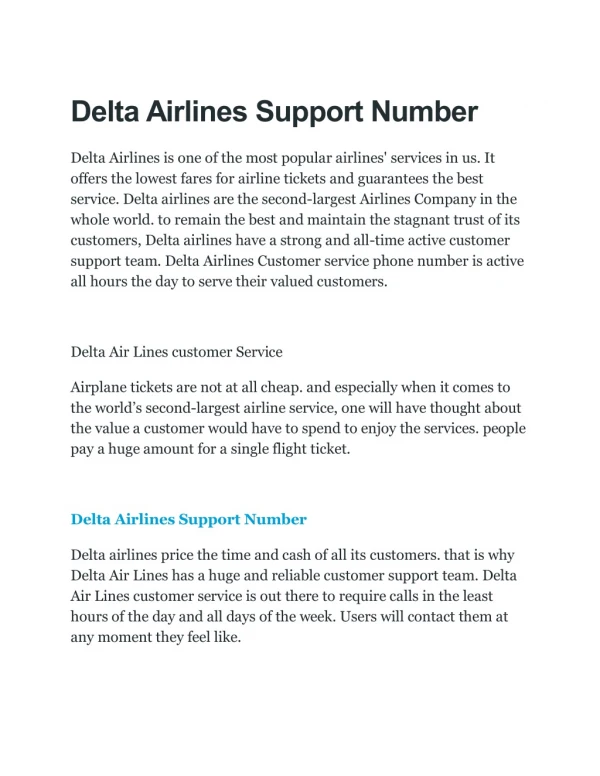 1877-546-7370 Delta Airlines Support Number