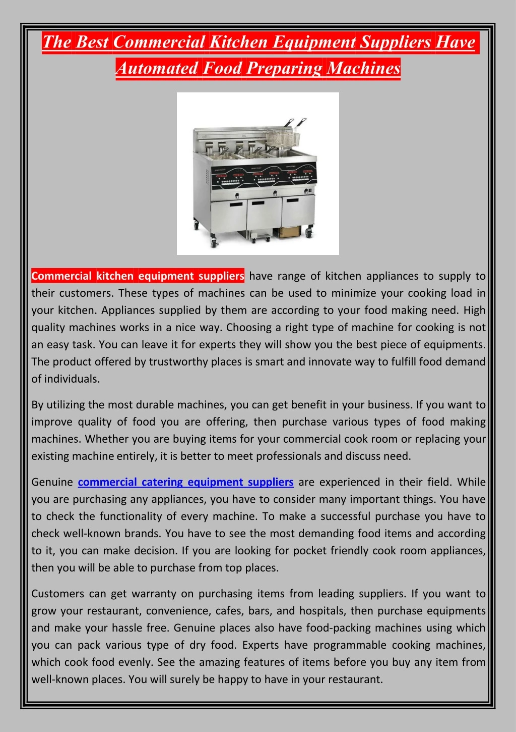 thebest commercial kitchen equipment