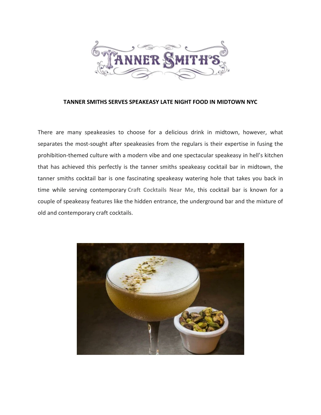 tanner smiths serves speakeasy late night food