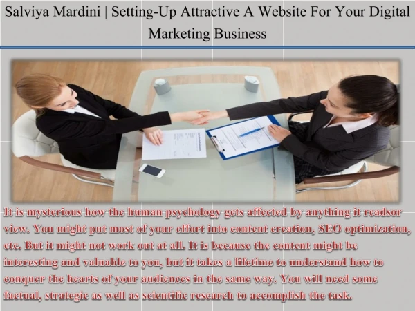 Salviya Mardini | Setting-Up Attractive A Website For Your Digital Marketing Business