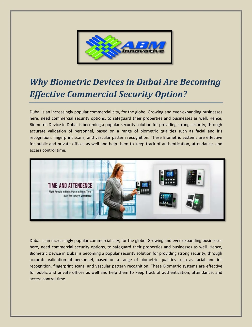 why biometric devices in dubai are becoming