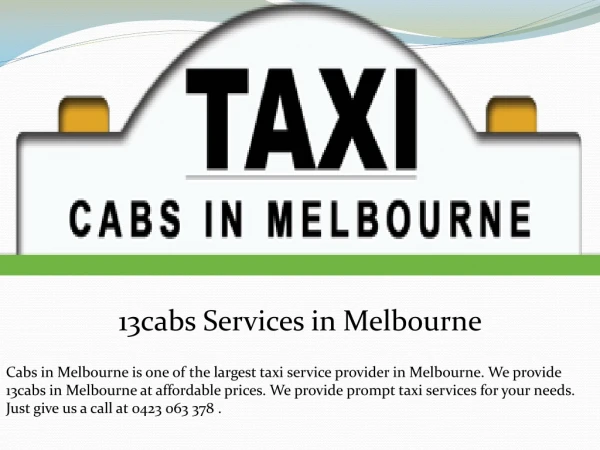 13cabs Services in Melbourne