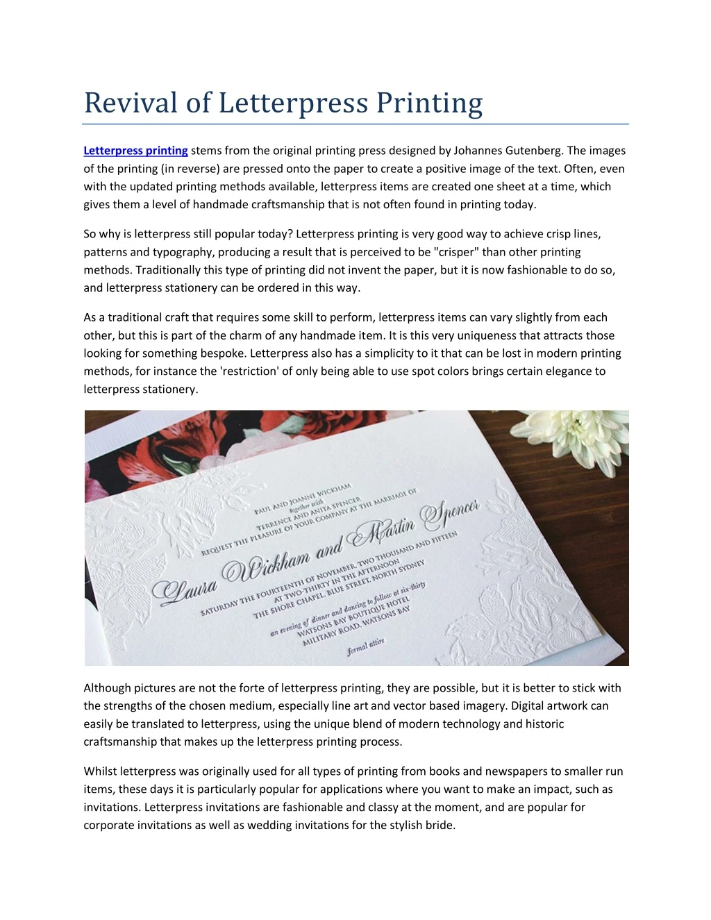 revival of letterpress printing