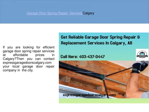 Garage Door Spring Repair Calgary