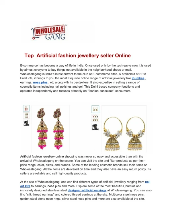 Buy Artificial Jewellery Online in India