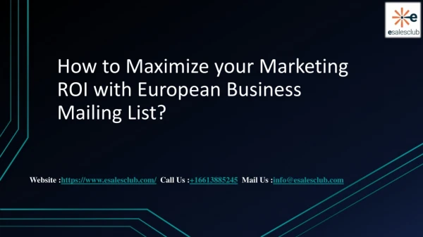 How to Maximize your Marketing ROI with European Mailing List?