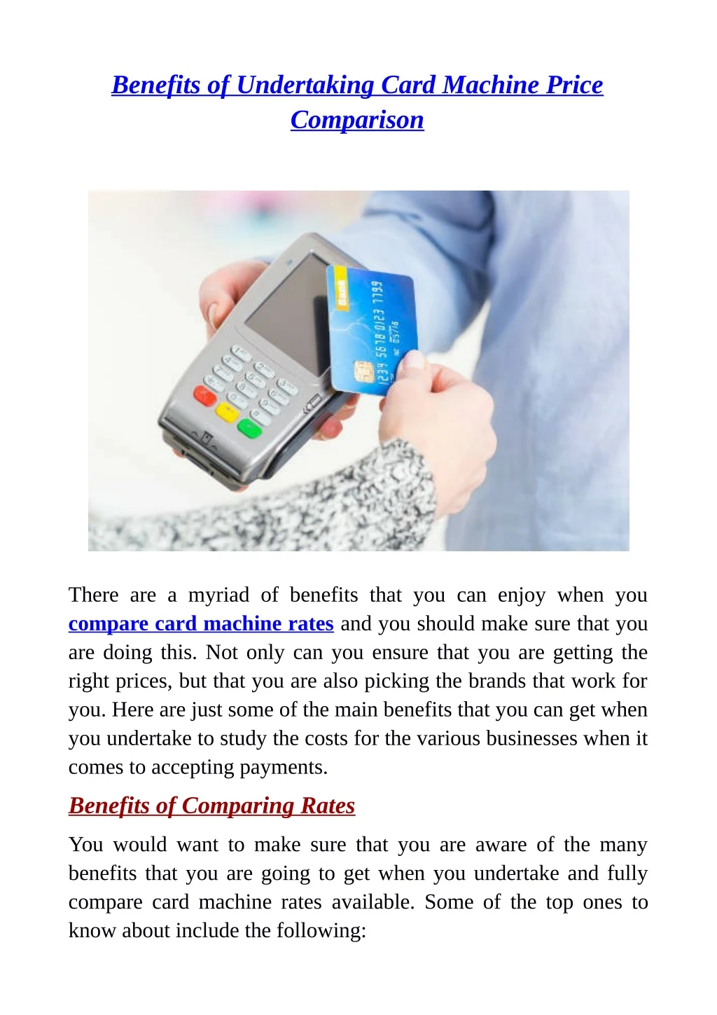 benefits of undertaking card machine price