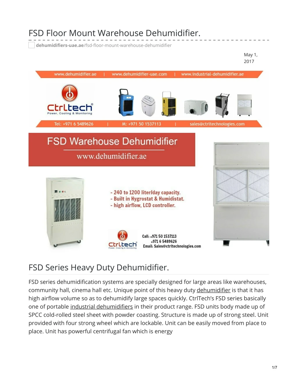 fsd floor mount warehouse dehumidifier