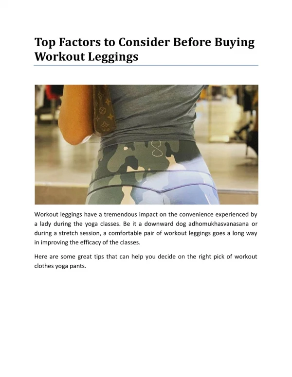 Top Factors to Consider Before Buying Workout Leggings