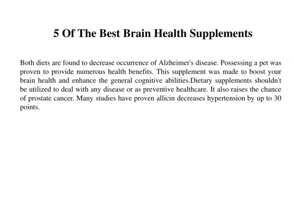 5 Of The Best Brain Health Supplements