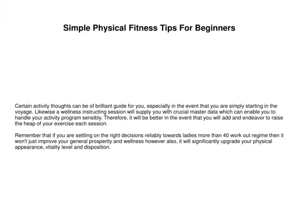 Simple Physical Fitness Tips For Beginners