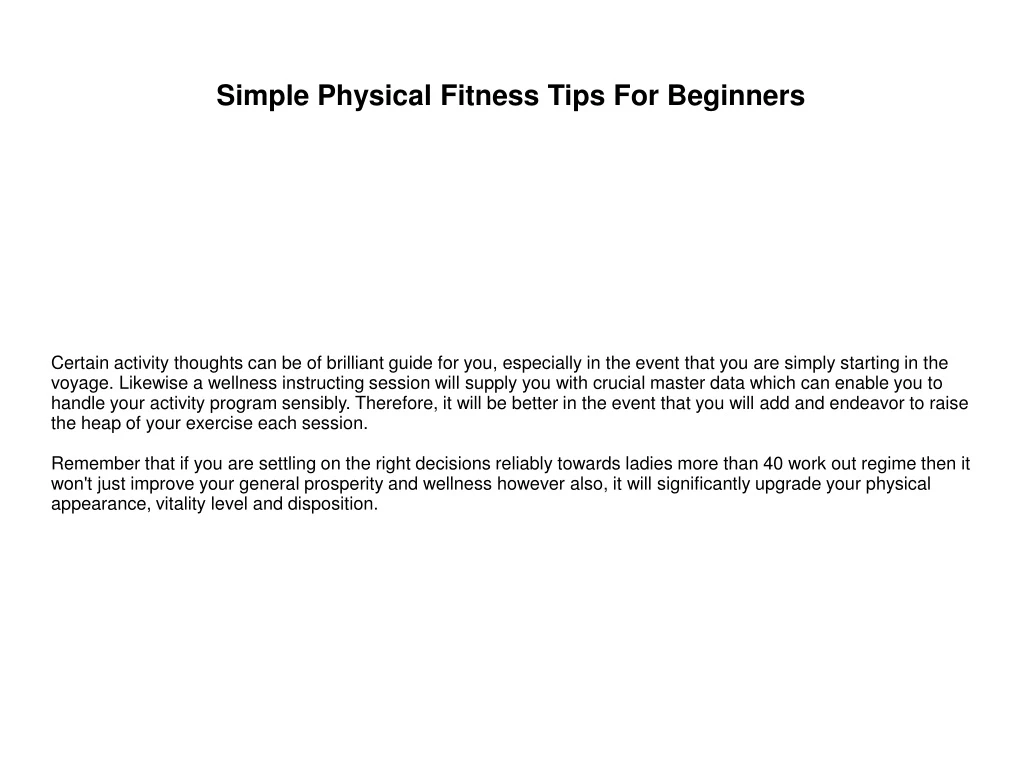 simple physical fitness tips for beginners
