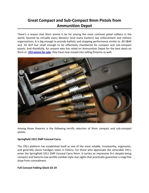 Great Compact and Sub-Compact 9mm Pistols from Ammunition Depot