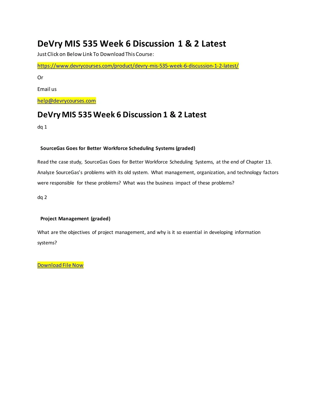 devry mis 535 week 6 discussion 1 2 latest just