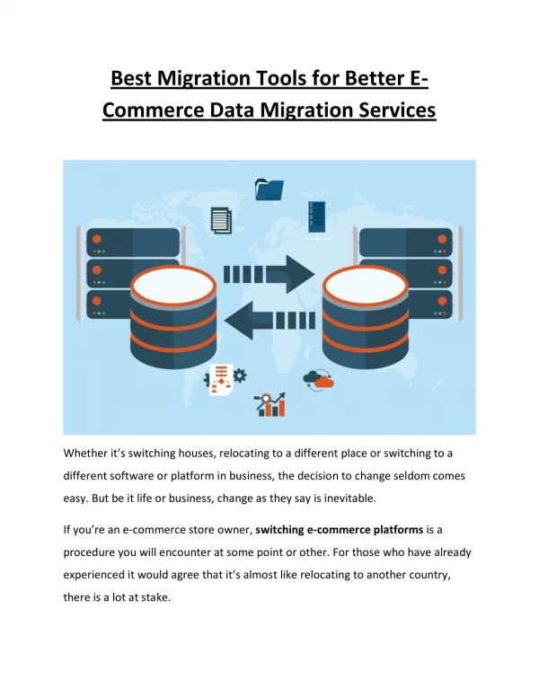 BEST MIGRATION TOOLS FOR BETTER ECOMMERCE DATA MIGRATION SERVICES