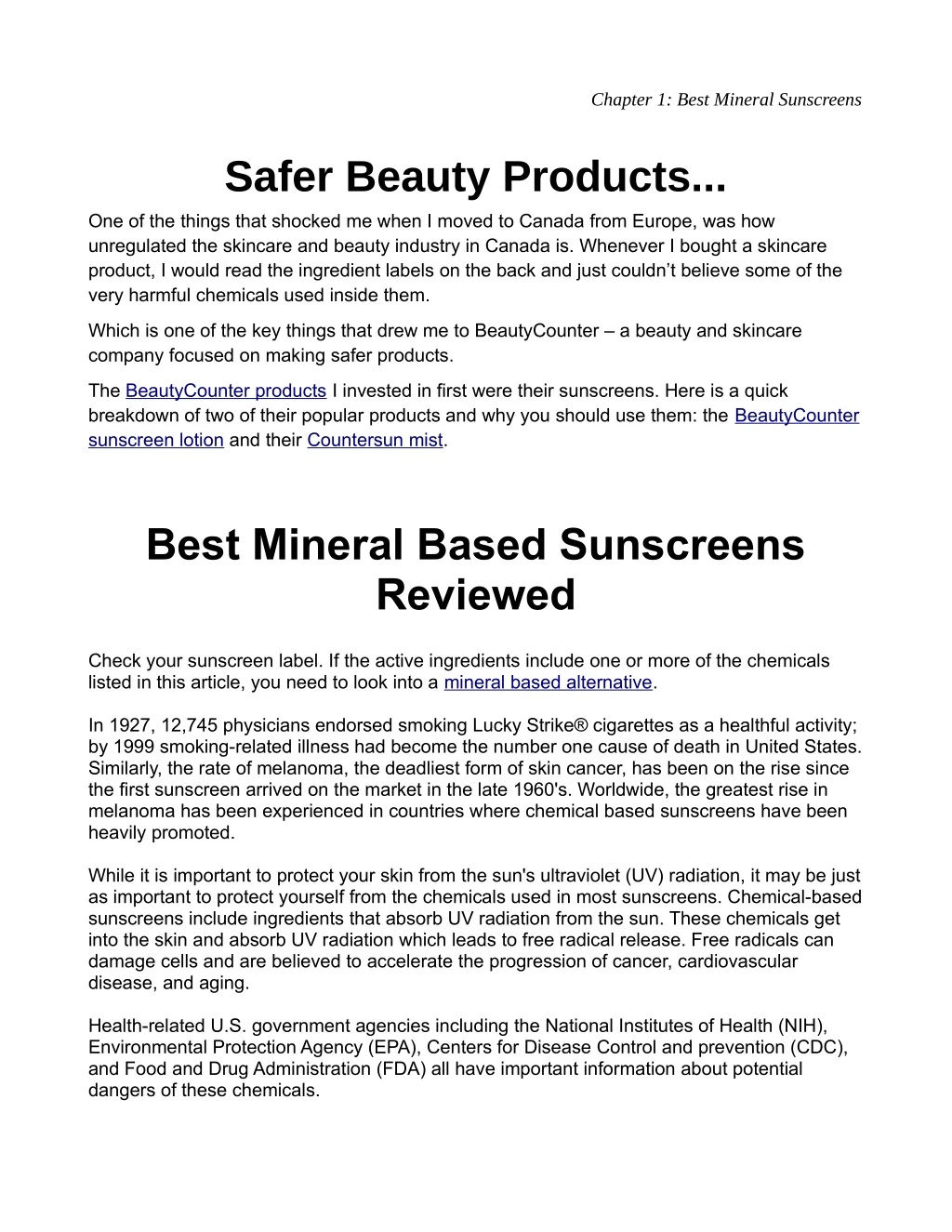 chapter 1 best mineral sunscreens