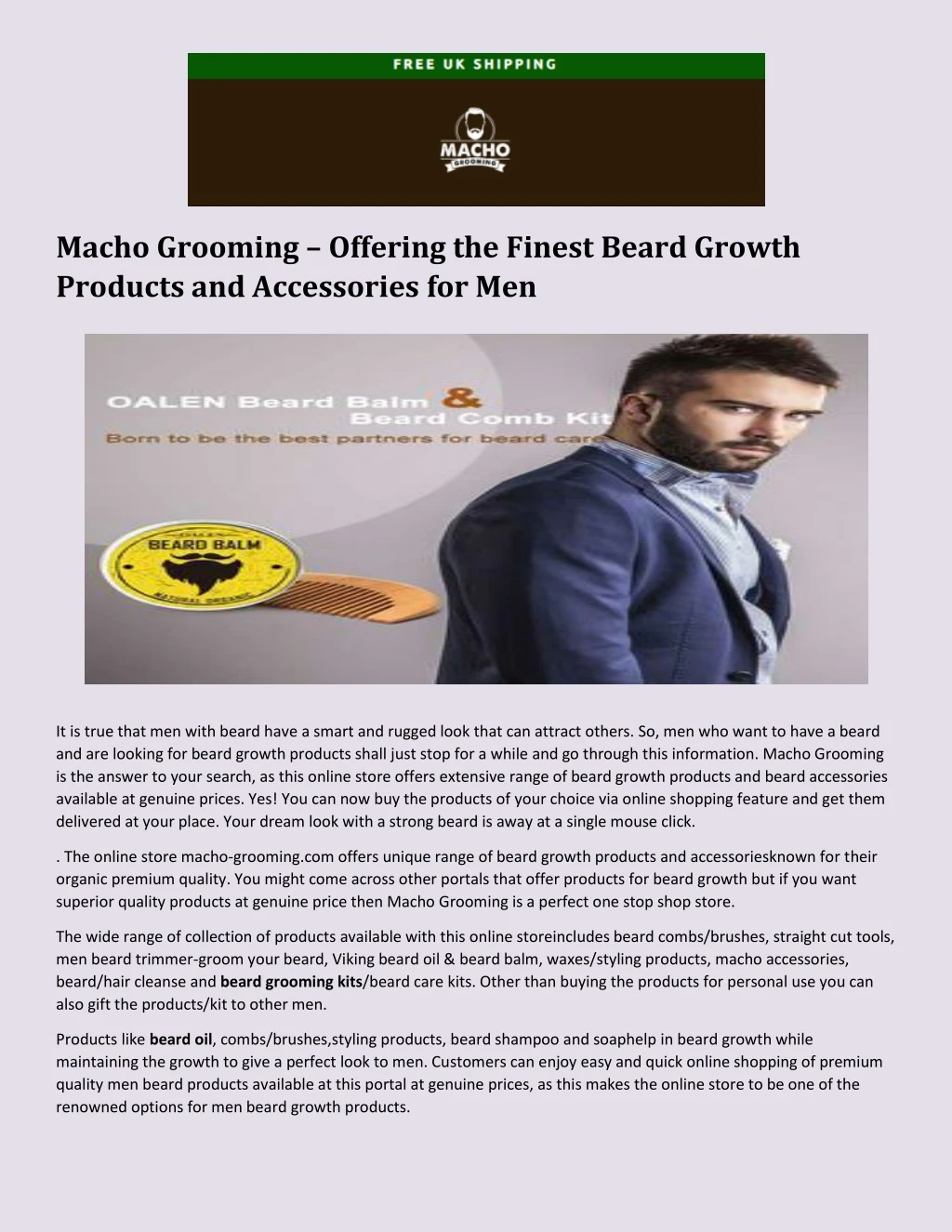 macho grooming offering the finest beard growth