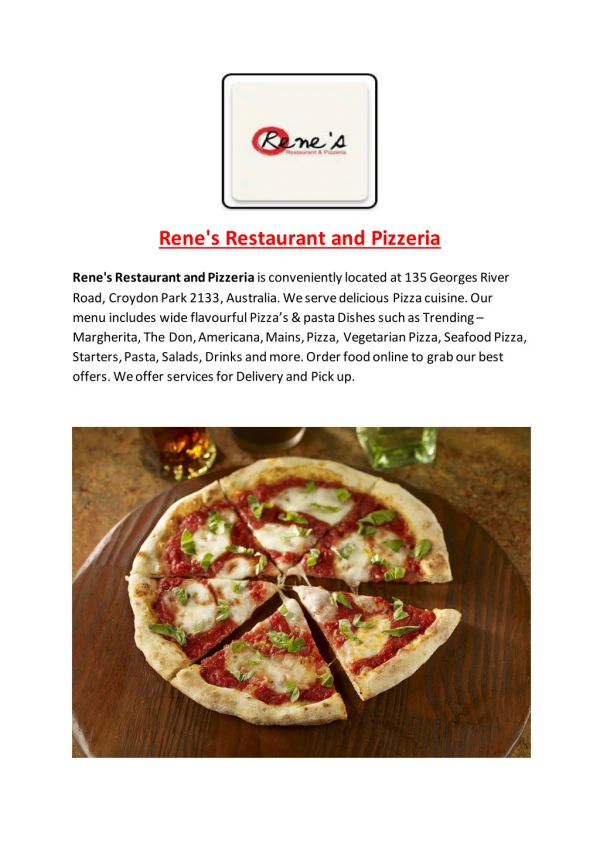 Rene's Restaurant and Pizzeria-Croydon Park