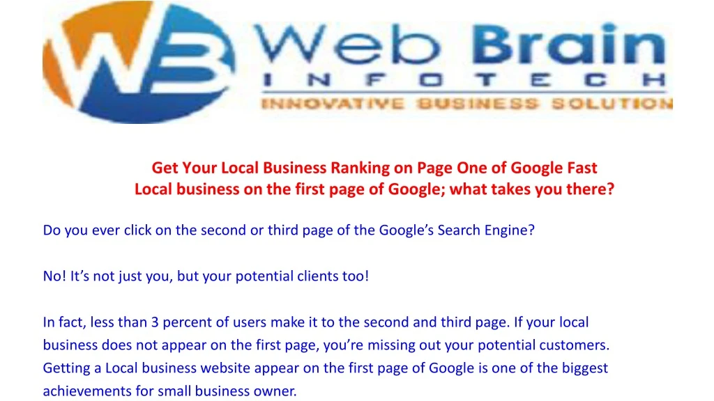 get your local business ranking on page