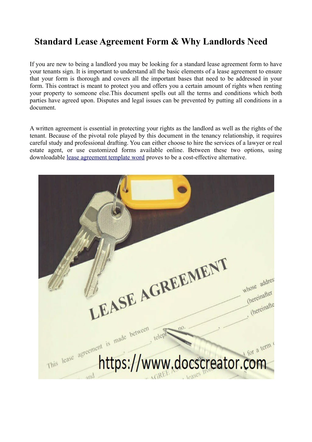 standard lease agreement form why landlords need