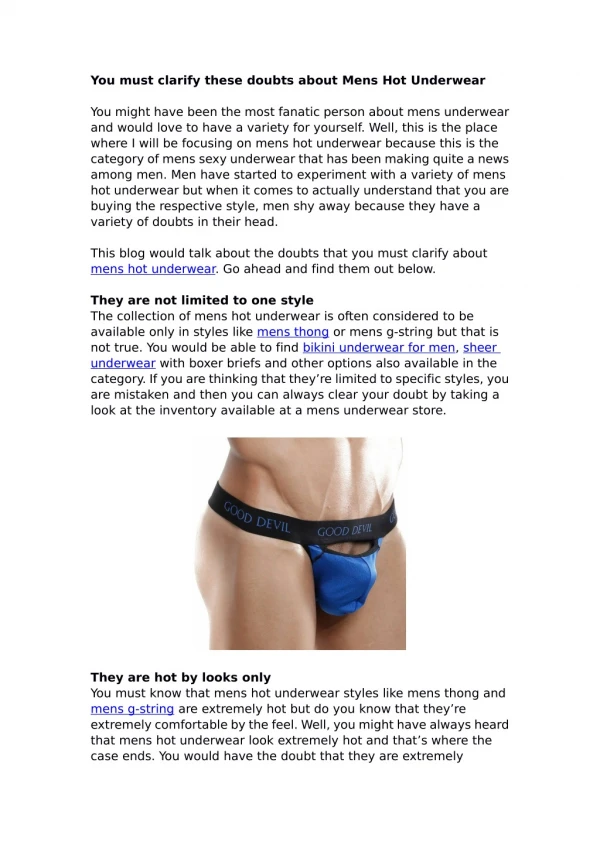 You must clarify these doubts about mens hot underwear