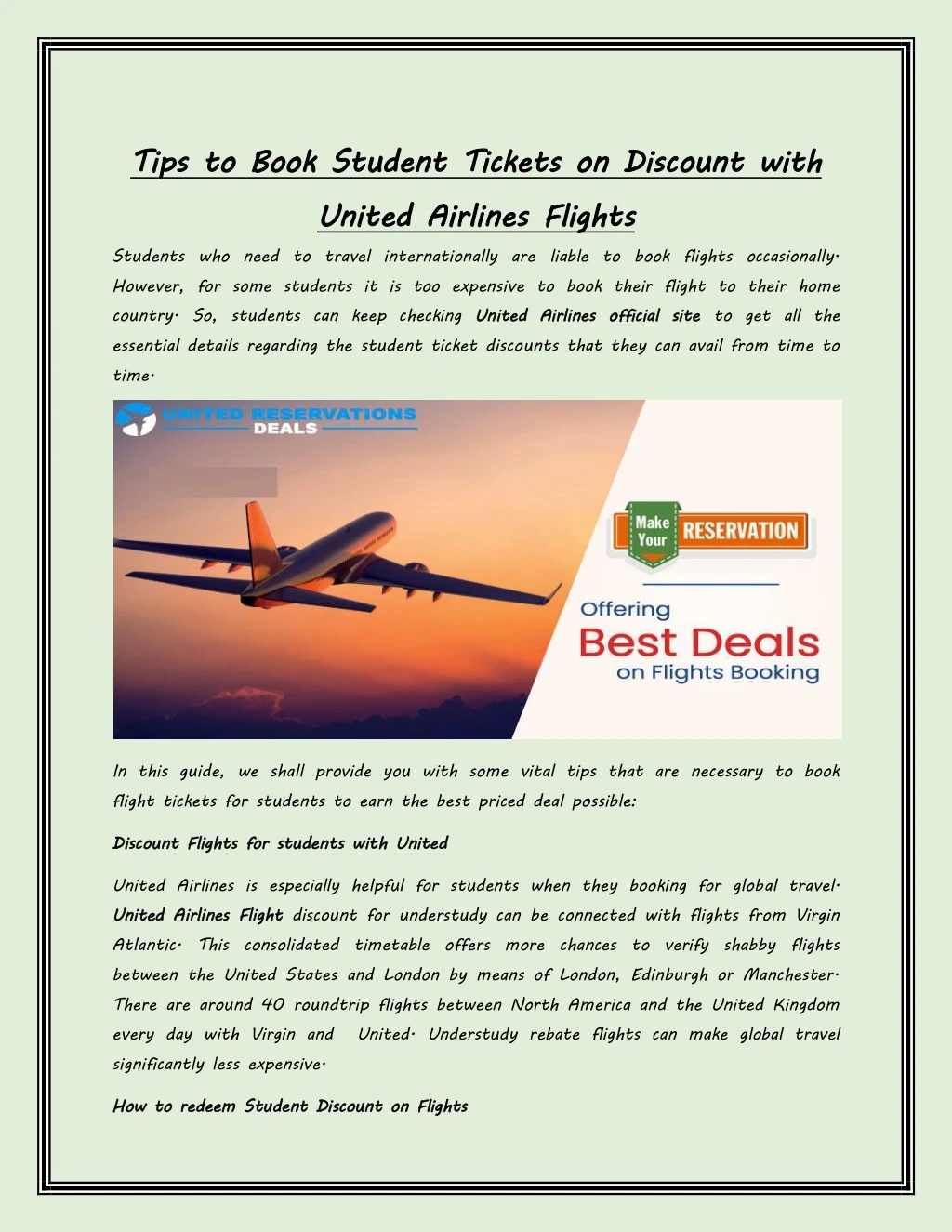 tips to book student tickets on d united airlines