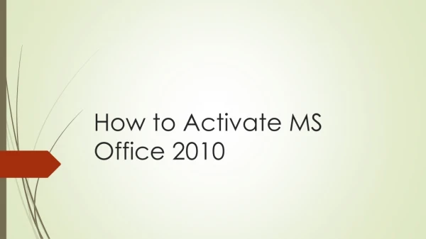 How to Activate MS Office 2010