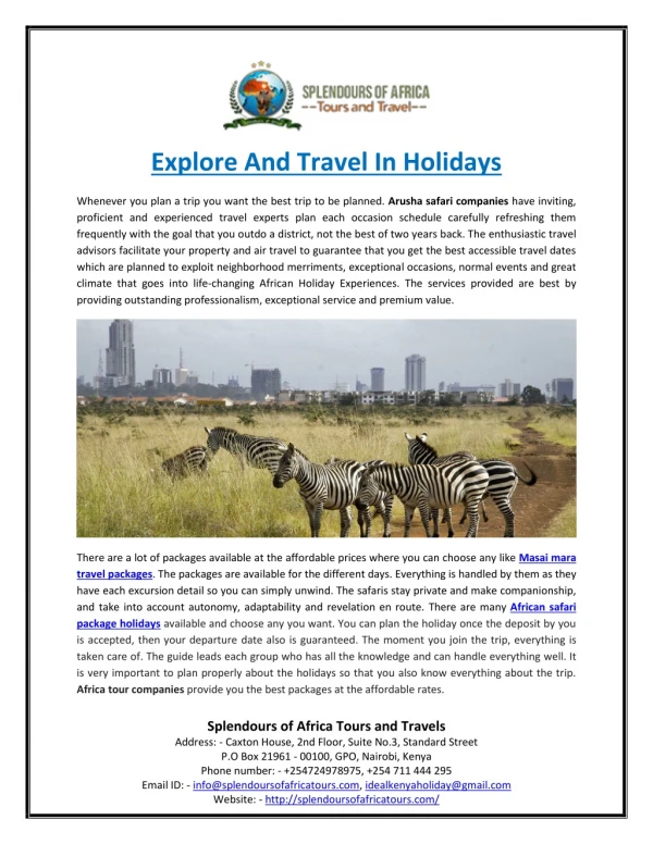 Explore And Travel In Holidays