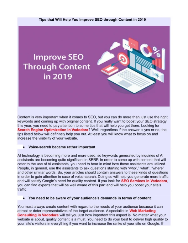 Tips That Will Help You Improve SEO through Content in 2019