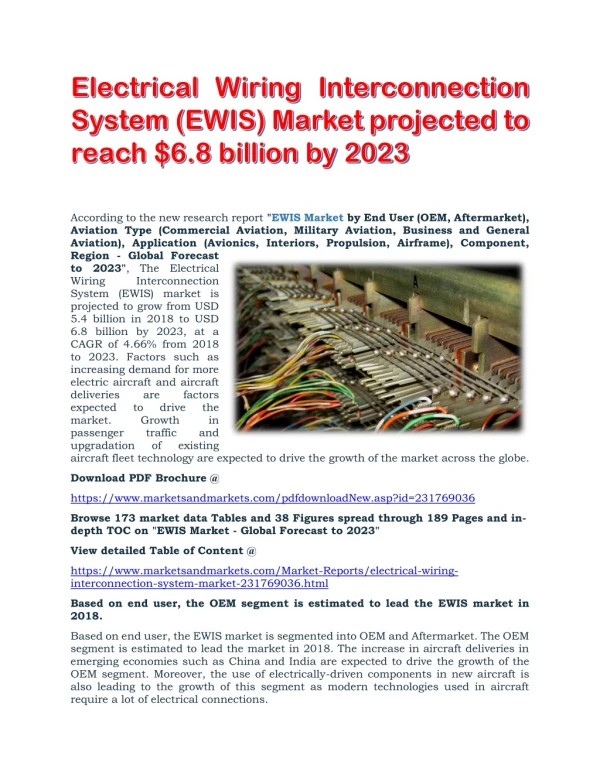 Electrical Eiring Interconnection System Market
