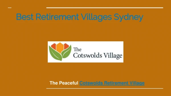 Affordable Retirement Villages Sydney