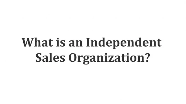 What is an Independent Sales Organization?