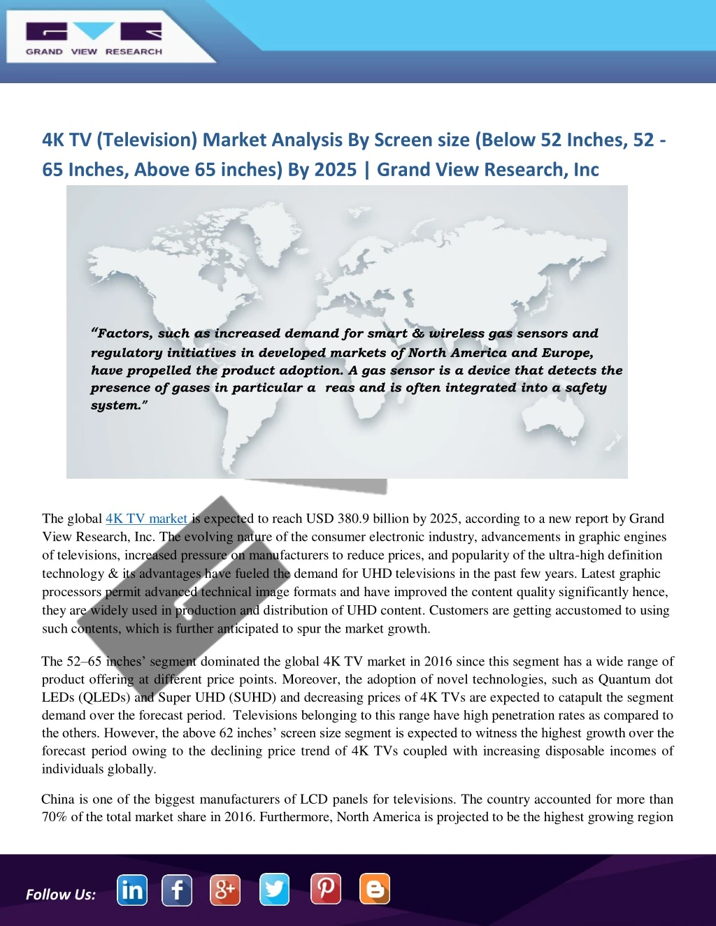 4k tv television market analysis by screen size