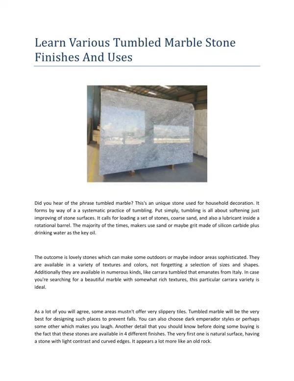 learn various tumbled marble stone finishes