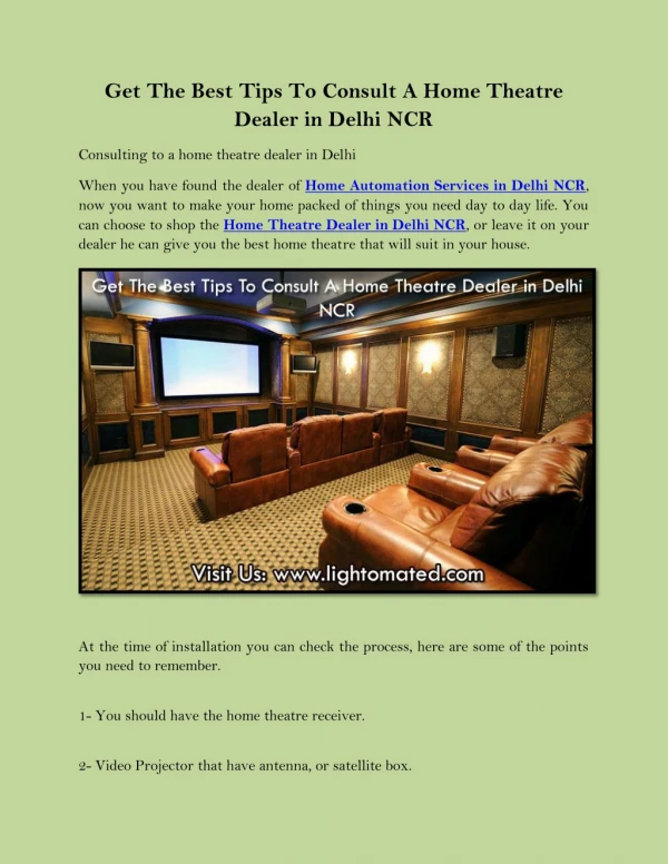 Get The Best Tips To Consult A Home Theatre Dealer in Delhi NCR