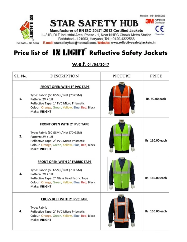 download the price list of reflective safety jacket 50% off each product