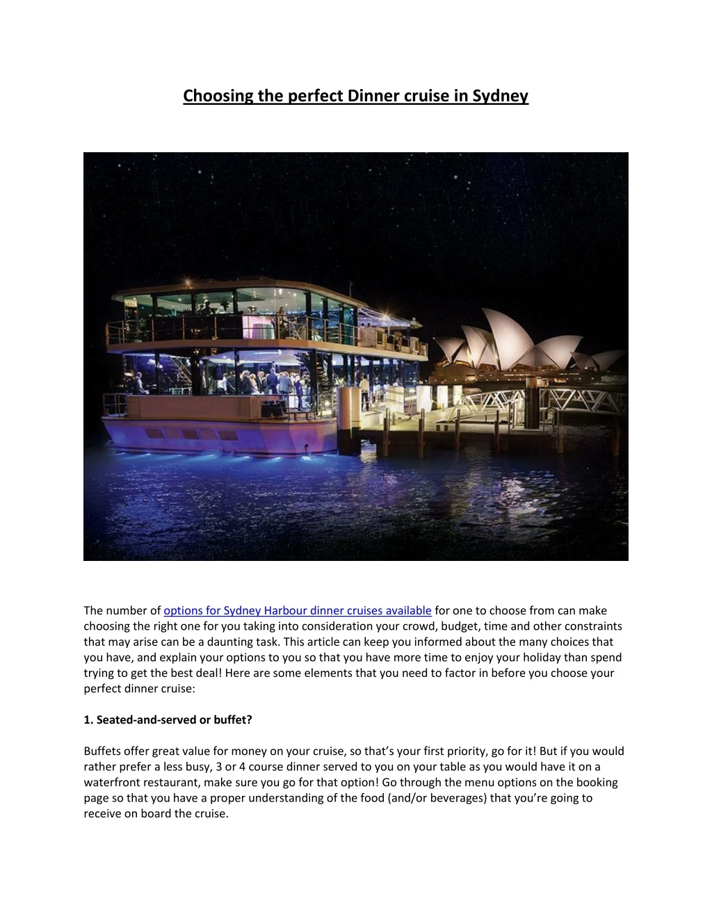 choosing the perfect dinner cruise in sydney
