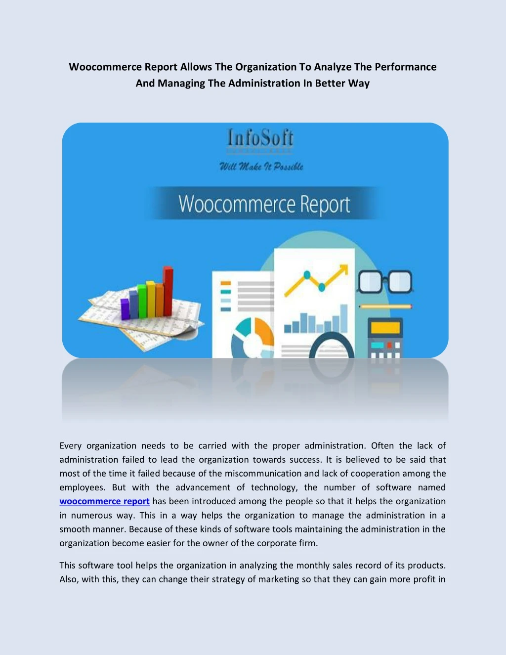 woocommerce report allows the organization