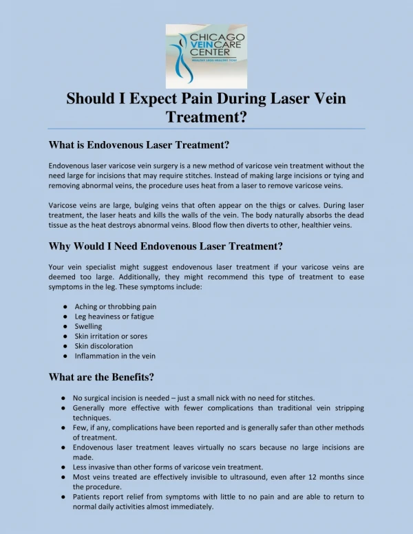 Is Varicose Vein Laser Surgery Painful?