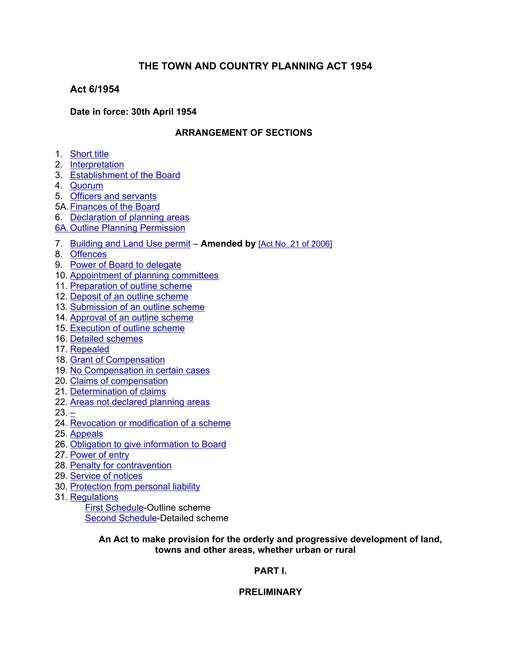 the town and country planning act 1954