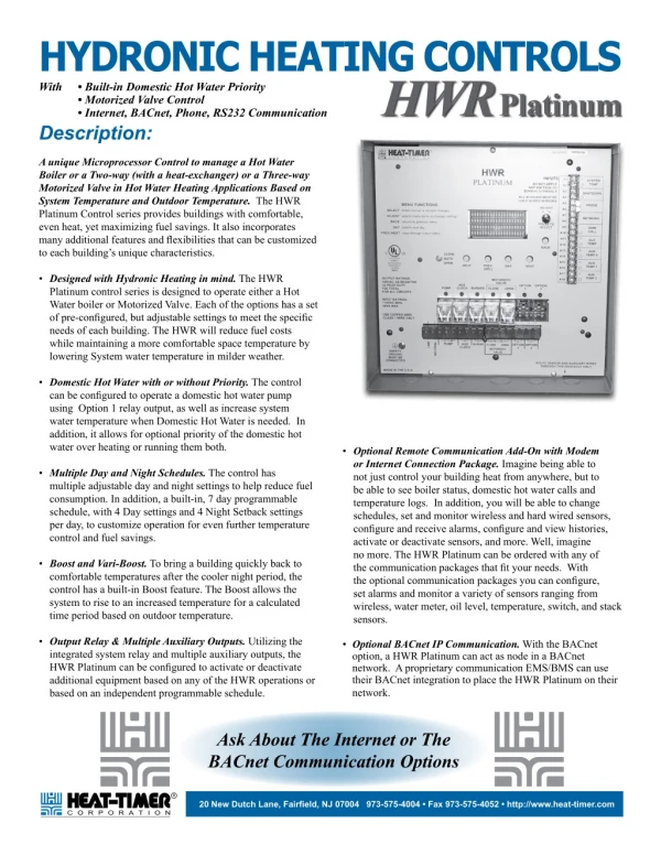 HWR Platinum Features and Specifications