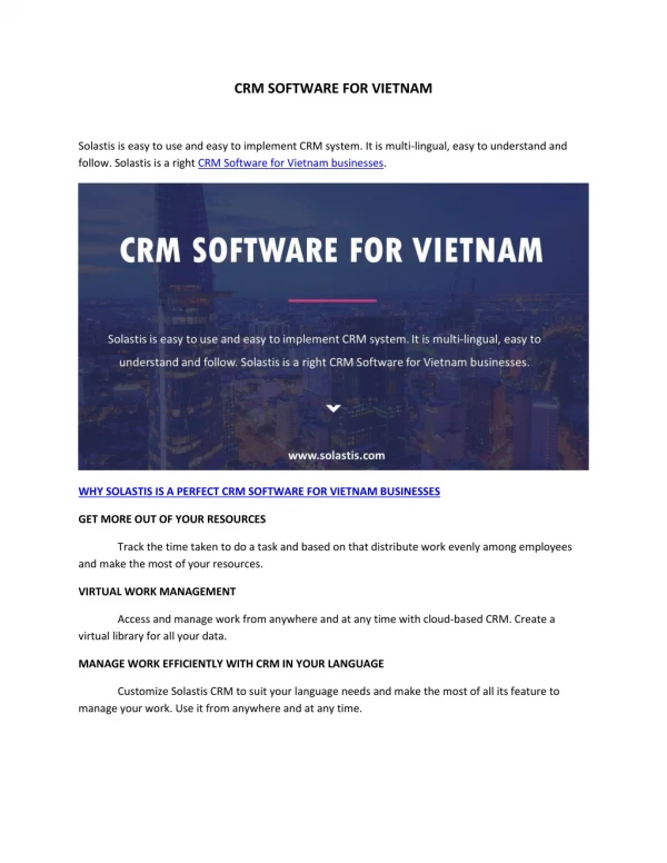CRM Software for Vietnam - Solastis