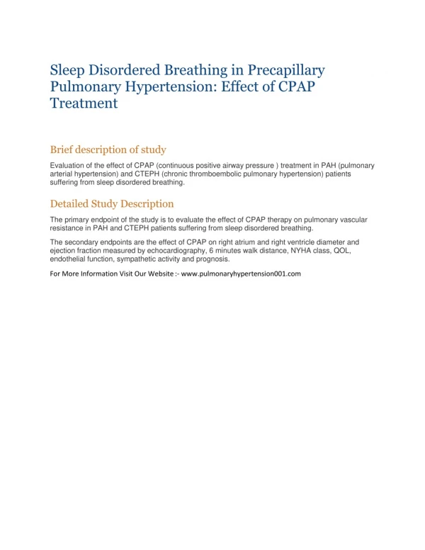 Pulmonary Arterial Hypertension (PAH)