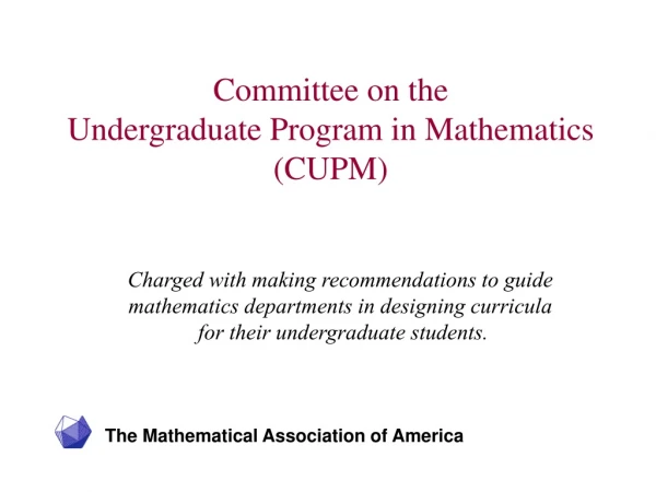 The Mathematical Association of America