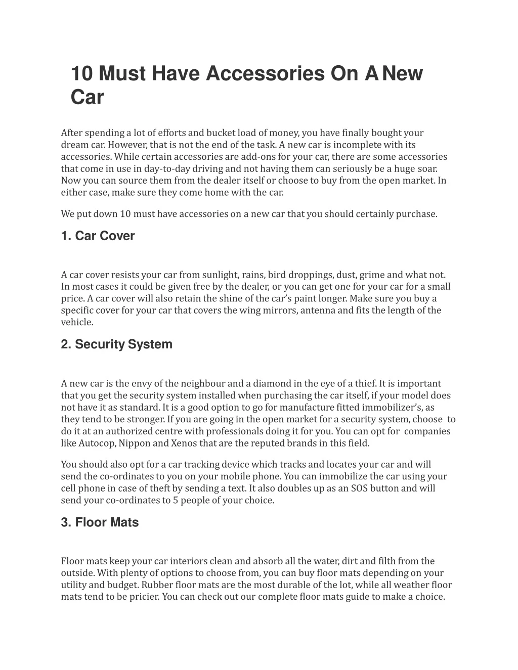 10 must have accessories on a new car
