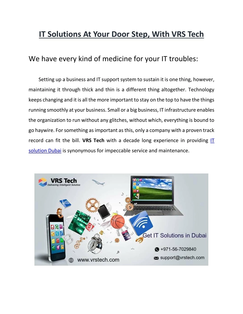 it solutions at your door step with vrs tech