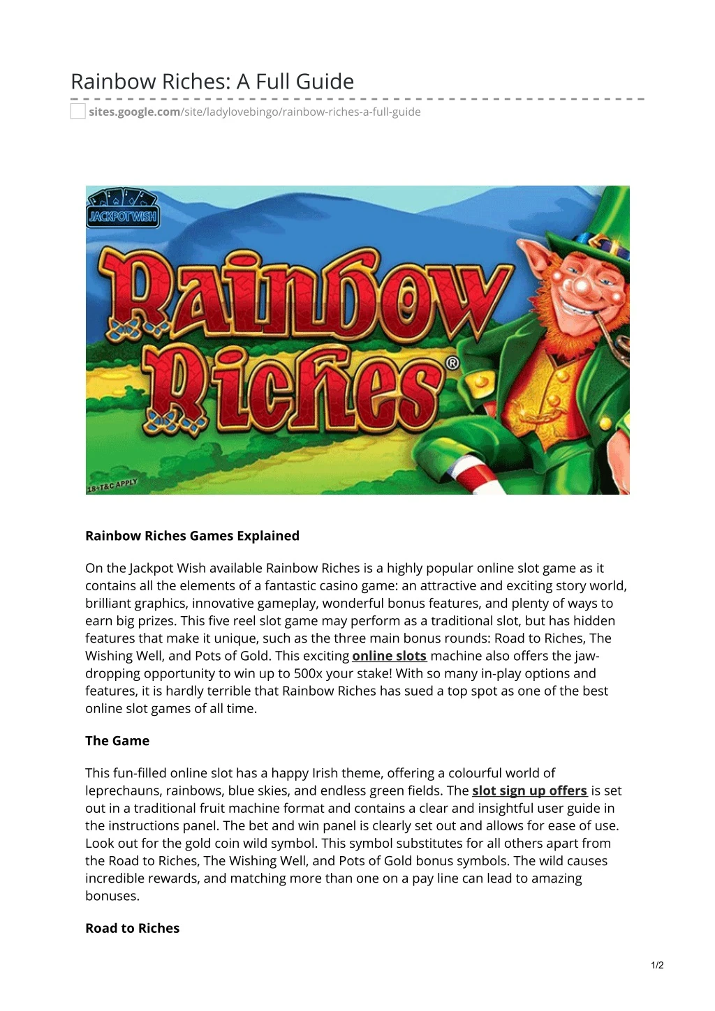 rainbow riches a full guide