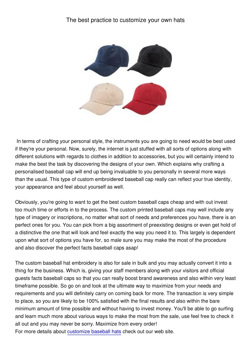 the best practice to customize your own hats