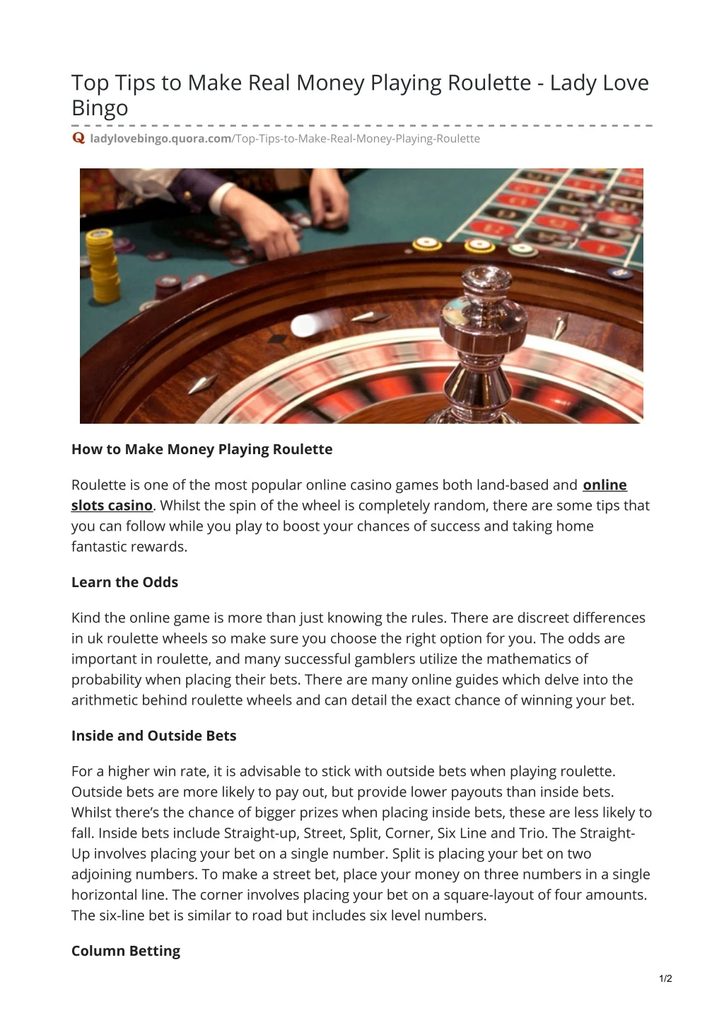 top tips to make real money playing roulette lady